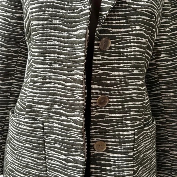 Judith and Charles long zebra striped coat jacket green white collar size 4 - Picture 11 of 15